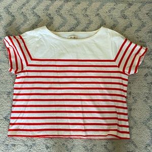 Madewell Striped Crop Tee SZ M